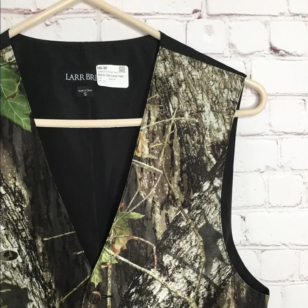 Men's Larr Brio Satin Tuxedo Mossy Oak Camo Vest Wedding Groom‎ Size S